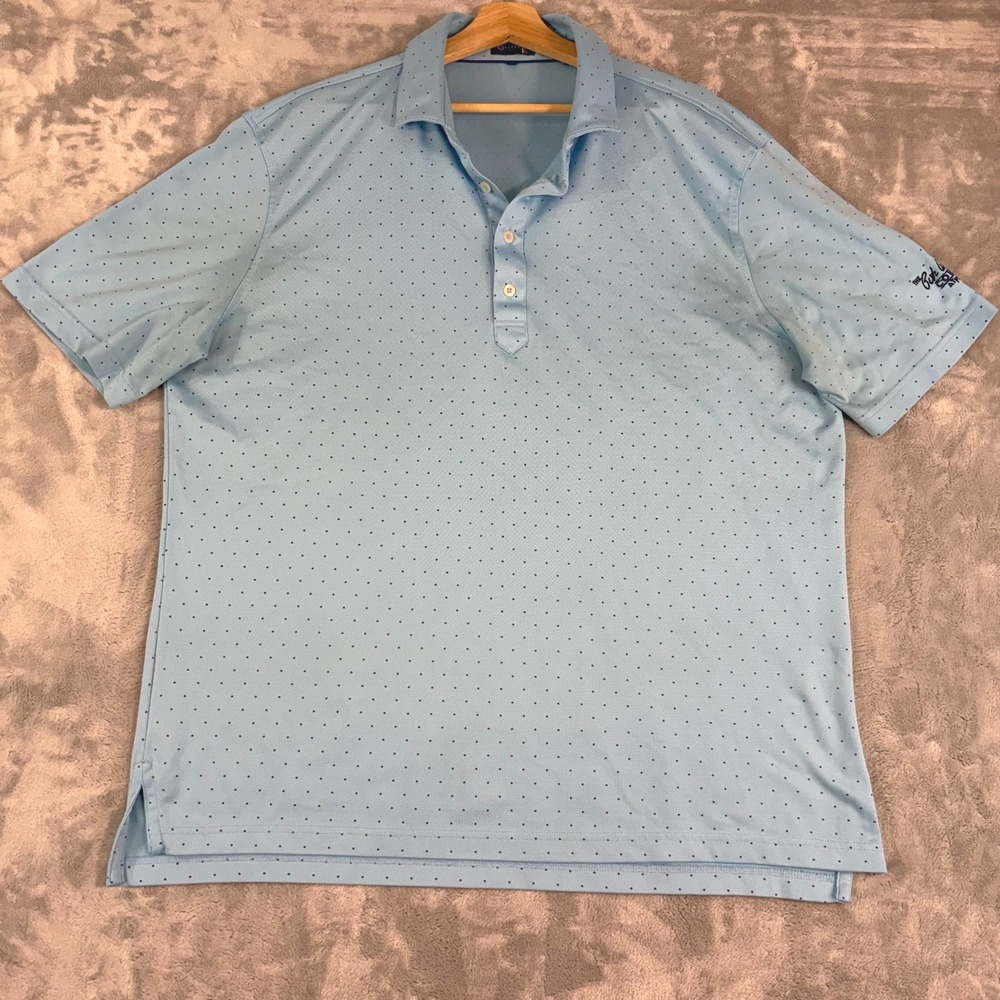 Stitch Golf Polo Mens Size XL Blue Polka Dots Pete Dye French Lick